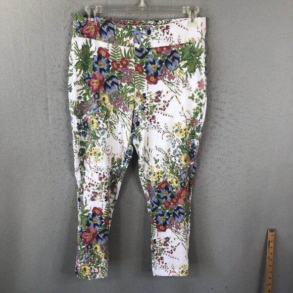 Joseph Ribkoff Pants Womens 16 Multicolor Floral Print Cropped Stretch Canada - Picture 1 of 15